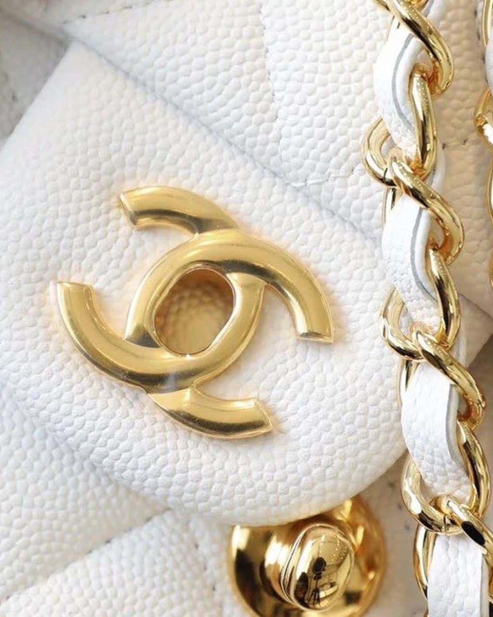 [REP 1:1] Chanel Classic Mini Flap Bag Golden Hardware White For Women 6.6in/17cm A35200