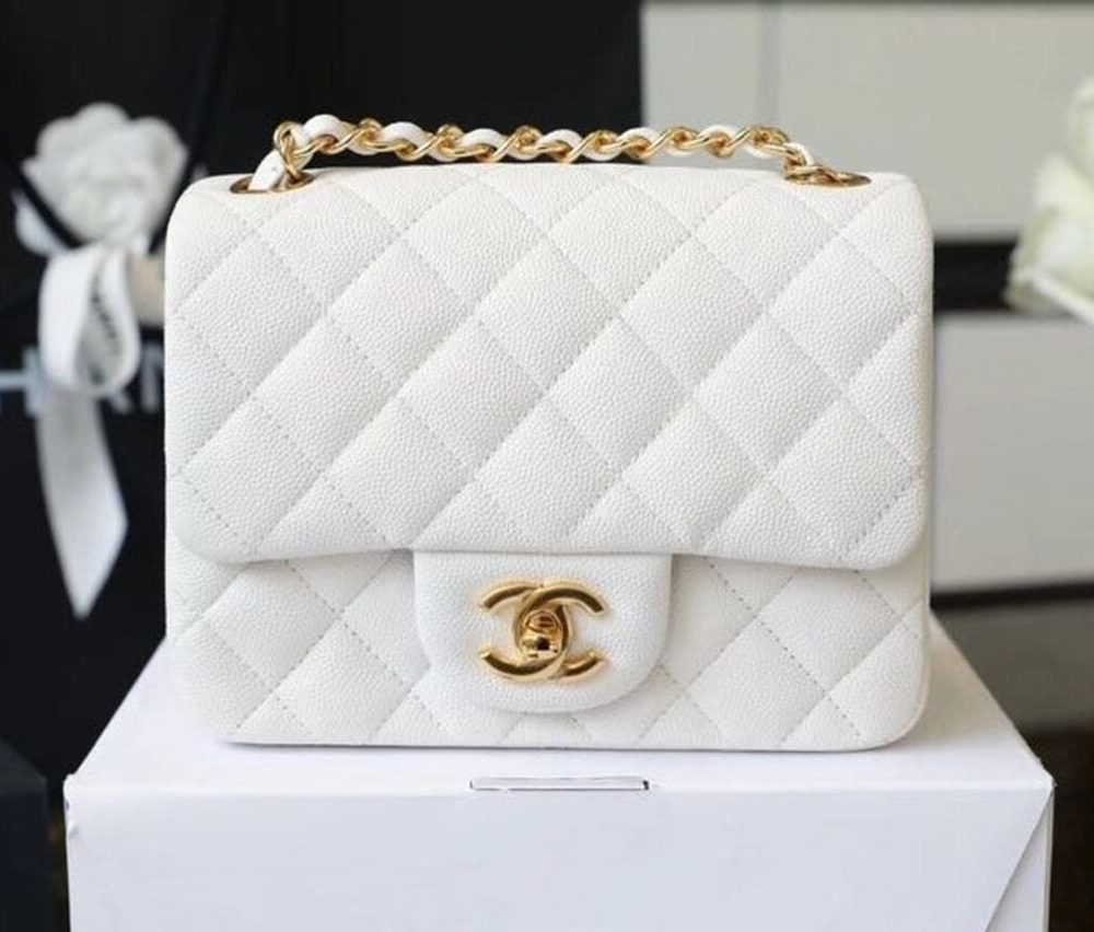 [REP 1:1] Chanel Classic Mini Flap Bag Golden Hardware White For Women 6.6in/17cm A35200