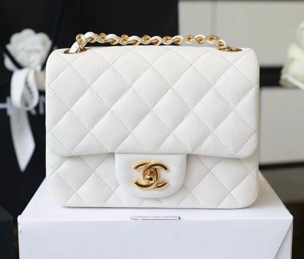 [REP 1:1] Chanel Classic Mini Flap Bag Golden Hardware White For Women 6.6in/17cm A35200