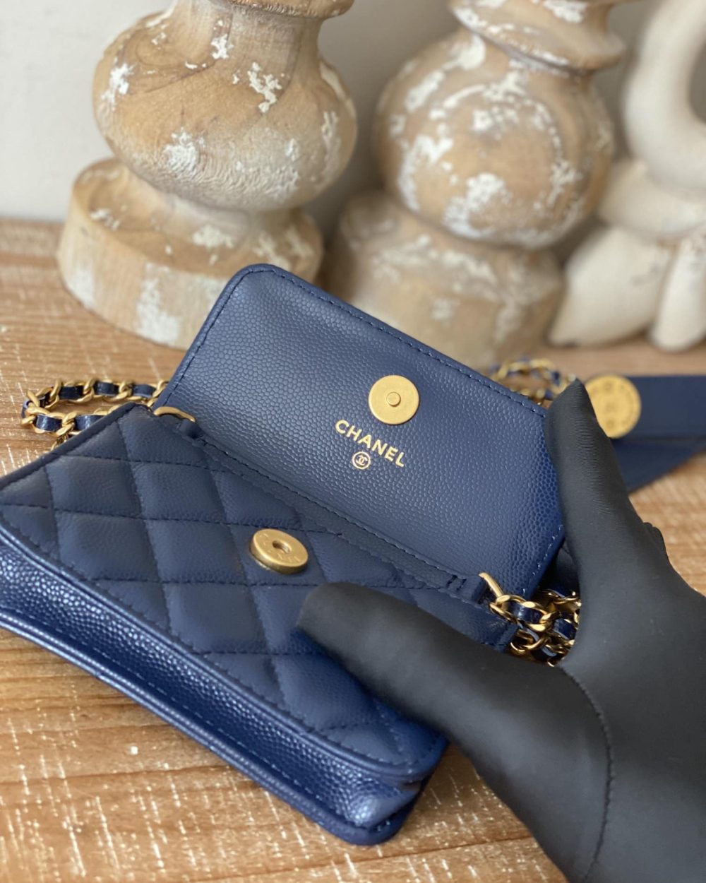 [REP 1:1] Chanel Clutch With Chain Blue For Women, Women's Bags 4.8in/12.3cm