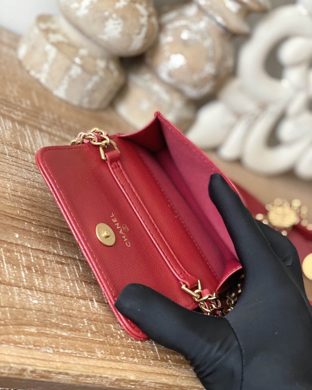 [REP 1:1] Chanel Clutch With Chain Red For Women, Women's Bags 4.8in/12.3cm