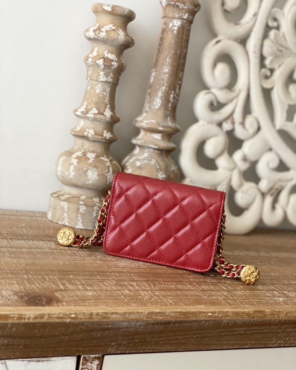[REP 1:1] Chanel Clutch With Chain Red For Women, Women's Bags 4.8in/12.3cm