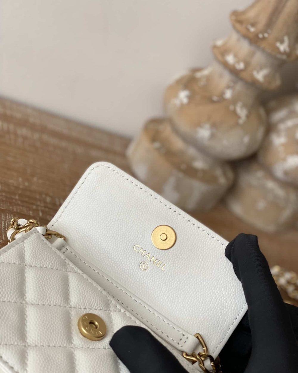 [REP 1:1] Chanel Clutch With Chain White For Women, Women's Bags 4.8in/12.3cm