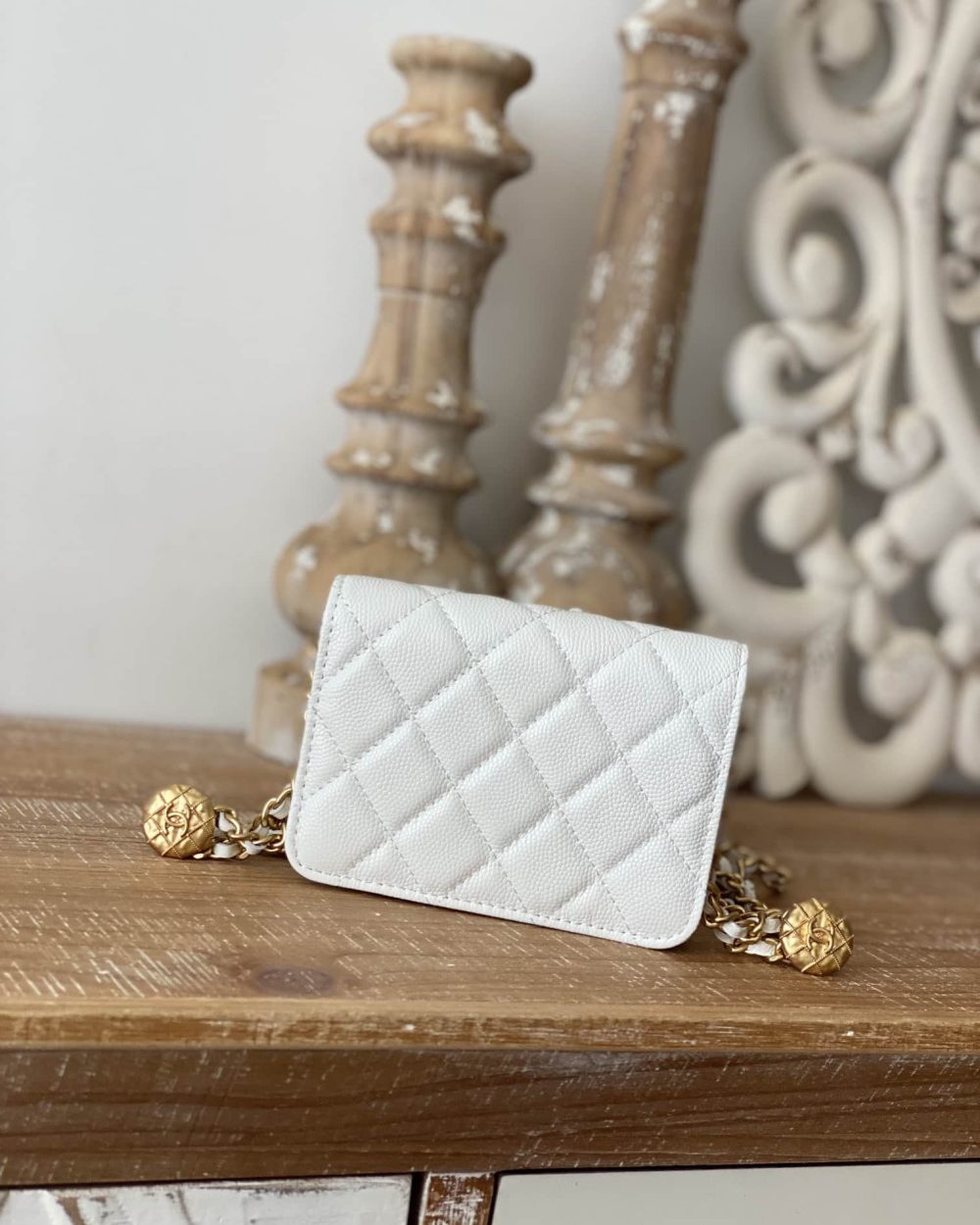 [REP 1:1] Chanel Clutch With Chain White For Women, Women's Bags 4.8in/12.3cm