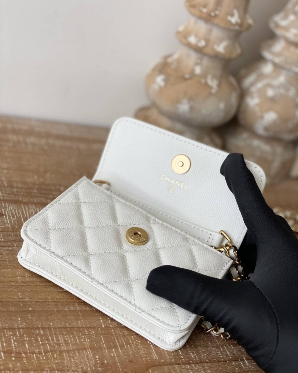 [REP 1:1] Chanel Clutch With Chain White For Women, Women's Bags 4.8in/12.3cm