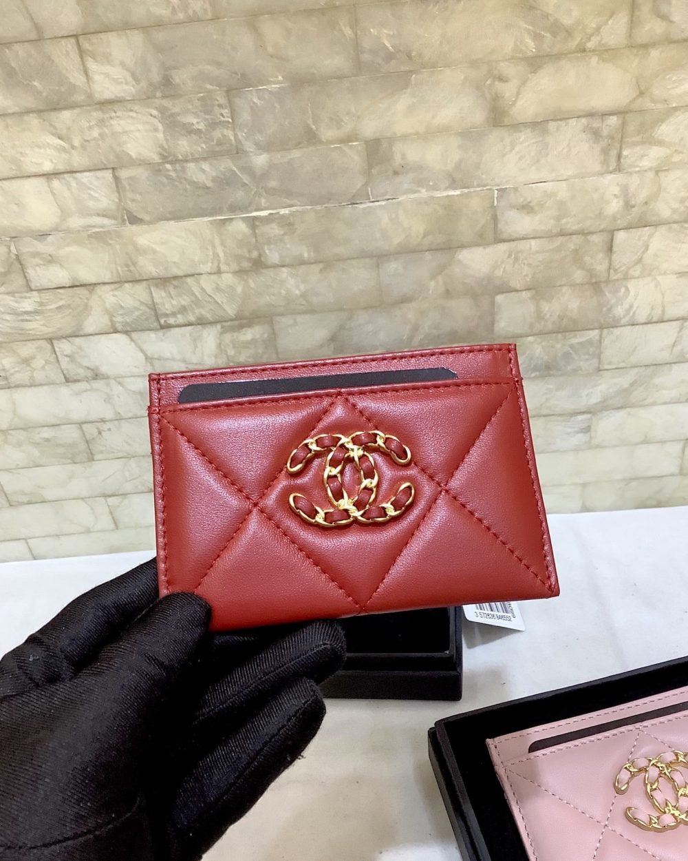 1:1 Replica Chanel CO-CO 19 Card Holder Wallet 11cm/4.3in Gold Toned Hardware For Women Red