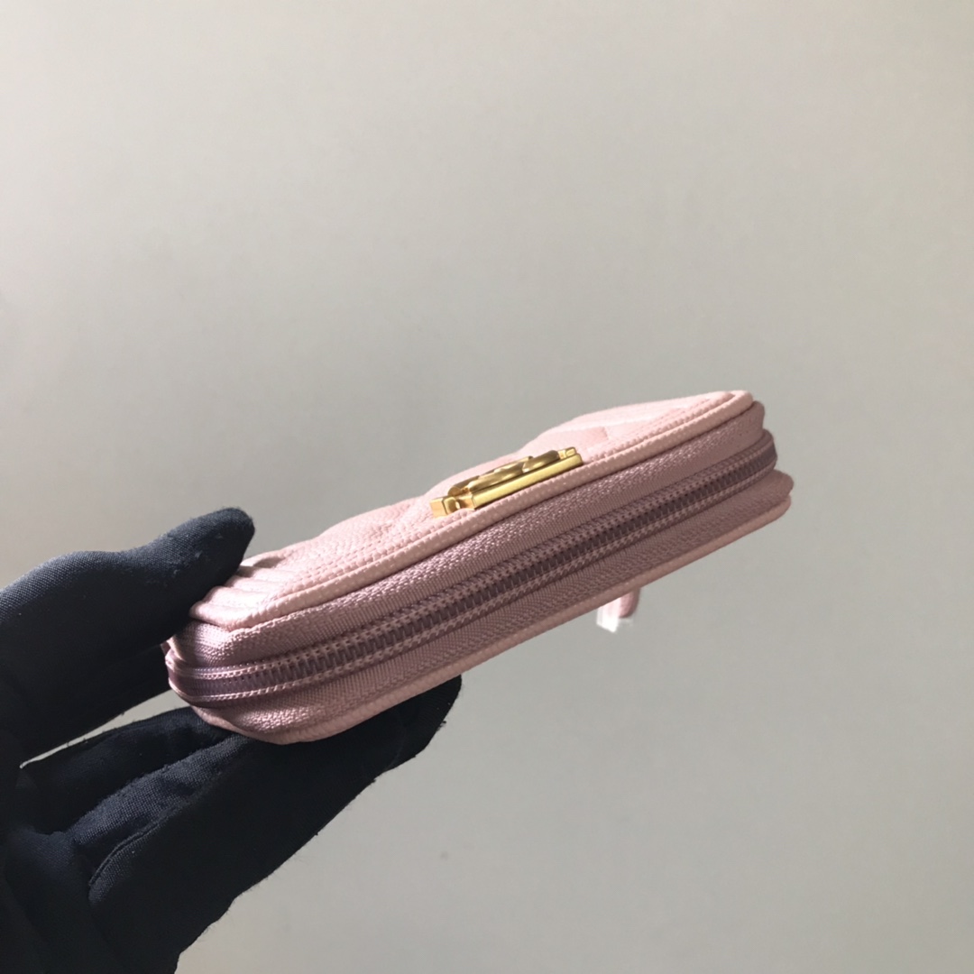 1:1 Replica Chanel CO-CO Boy Chanel Zipped Coin Purse 11cm/4.3in Gold Toned Hardware For Women White - Image 5