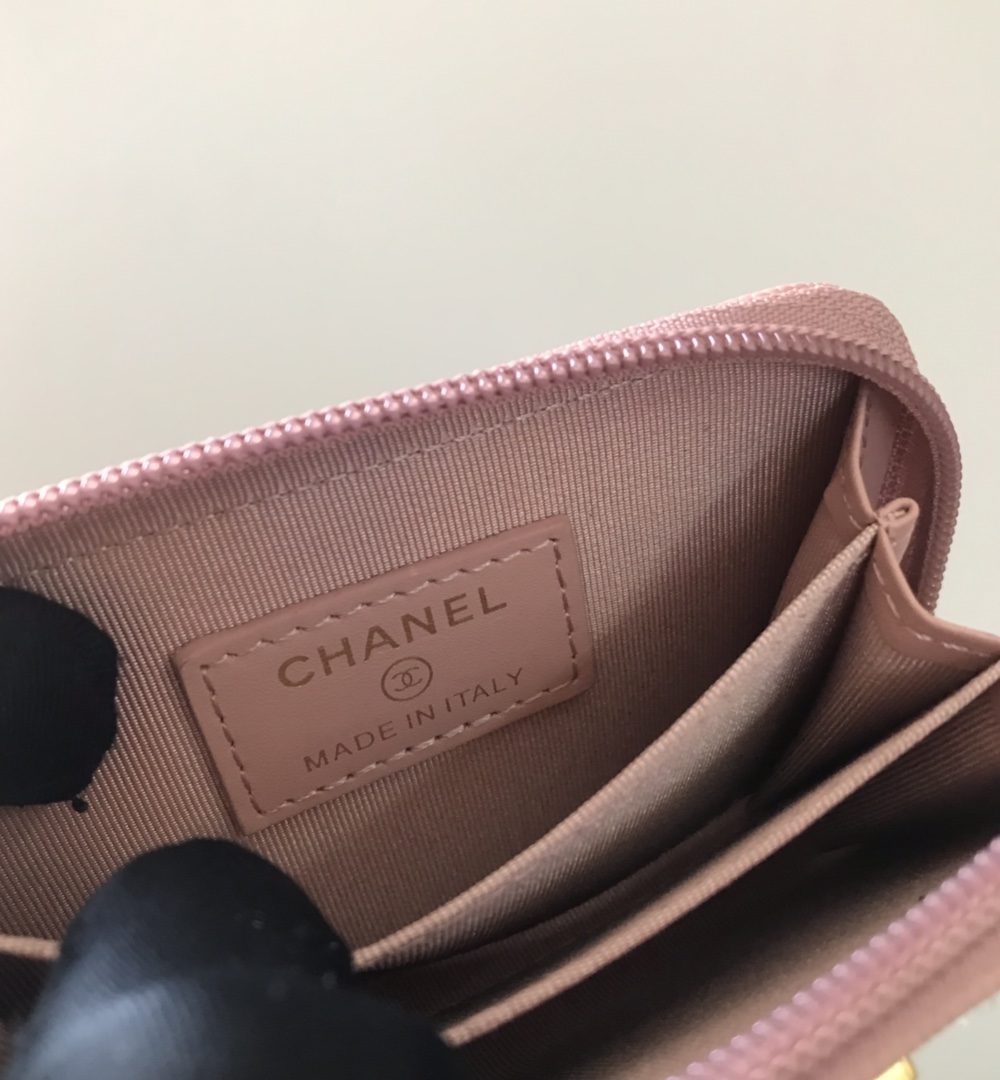 1:1 Replica Chanel CO-CO Boy Chanel Zipped Coin Purse 11cm/4.3in Gold Toned Hardware For Women White