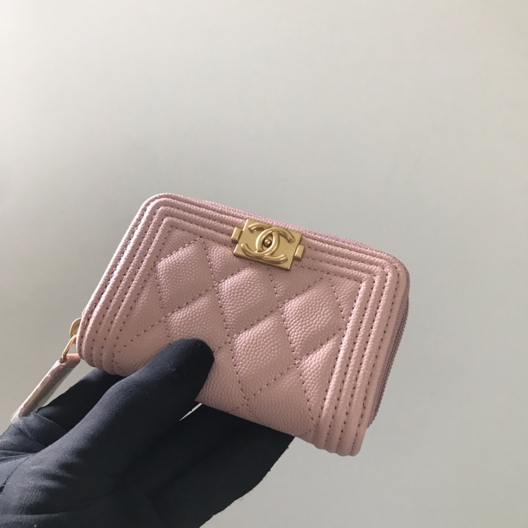 1:1 Replica Chanel CO-CO Boy Chanel Zipped Coin Purse 11cm/4.3in Gold Toned Hardware For Women White - Image 3