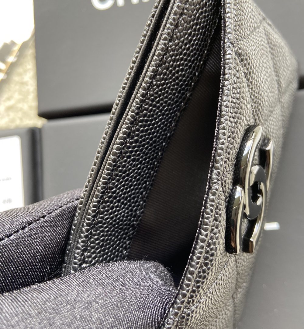 1:1 Replica Chanel CO-CO Card Holder 11cm/4.3in Black Hardware For Women Black