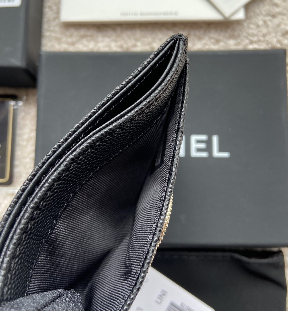 1:1 Replica Chanel CO-CO Card Holder 11cm/4.3in Silver Hardware For Women Black