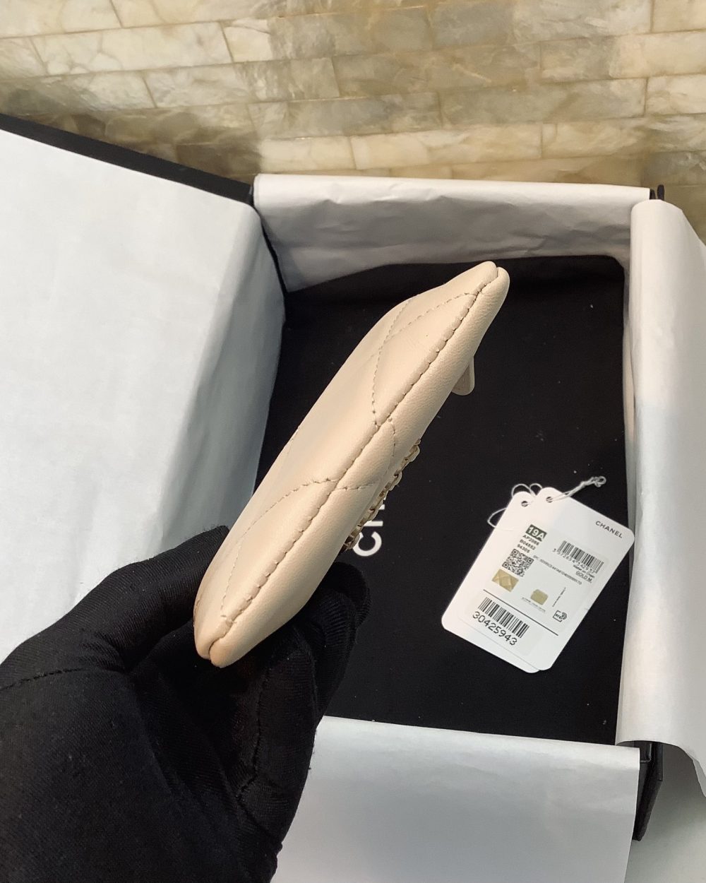 1:1 Replica Chanel CO-CO Card Holder 12cm/4.7in Gold Hardware For Women Beige