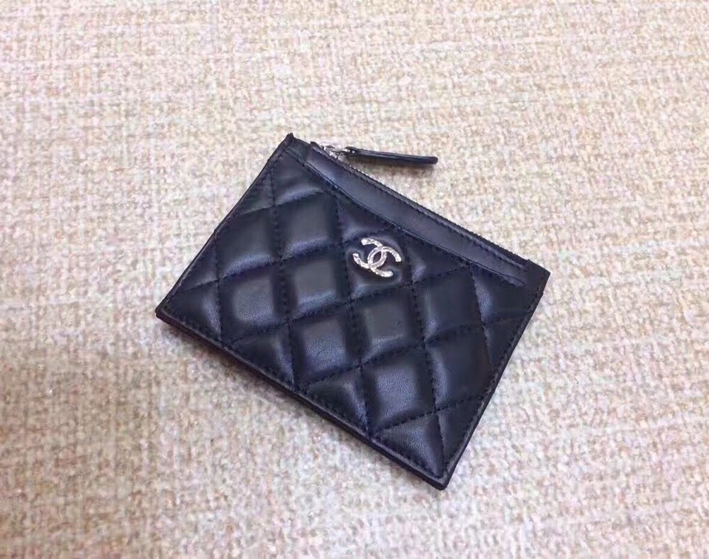 1:1 Replica Chanel CO-CO Chanel 19 Pouch 11.5cm/4.5in Silver Hardware For Women Black