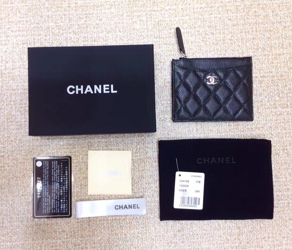 1:1 Replica Chanel CO-CO Chanel 19 Pouch 11.5cm/4.5in Silver Hardware For Women Black
