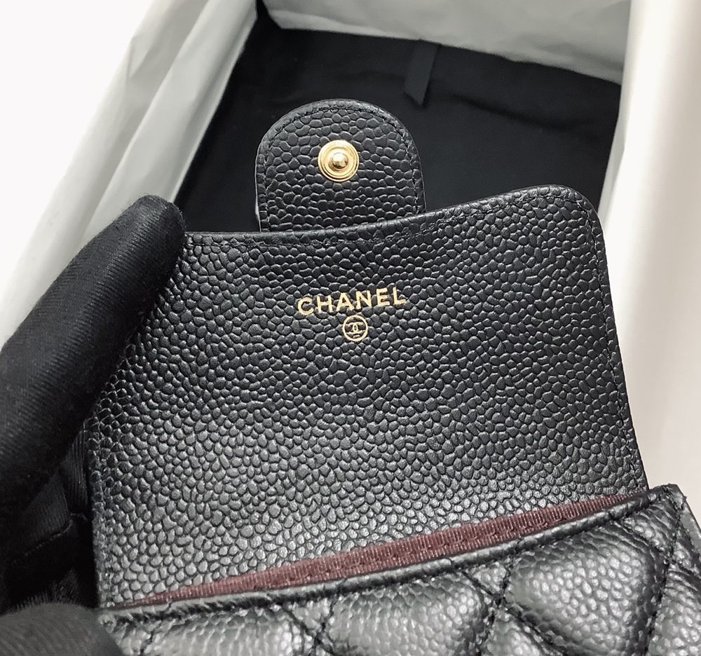 1:1 Replica Chanel CO-CO Classic Card Holder 11cm/4.4in Gold Hardware For Women Black