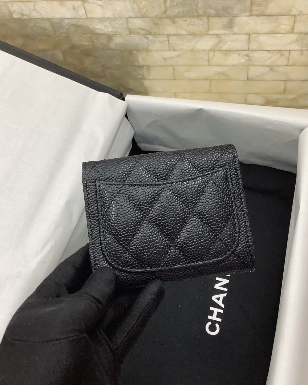 1:1 Replica Chanel CO-CO Classic Card Holder 11cm/4.4in Silver Hardware For Women Black AP0214 Y01480 C3906