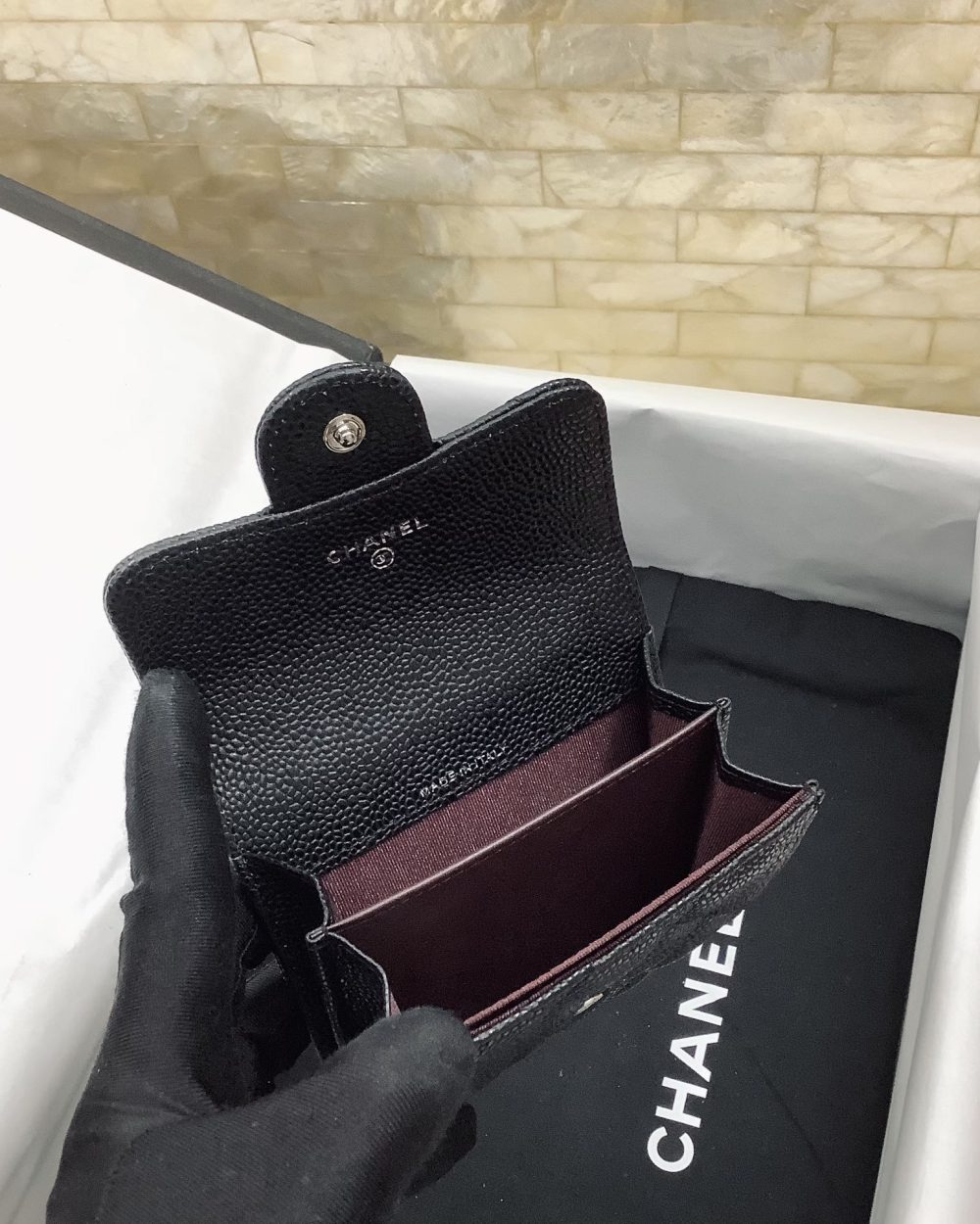 1:1 Replica Chanel CO-CO Classic Card Holder 11cm/4.4in Silver Hardware For Women Black AP0214 Y01480 C3906