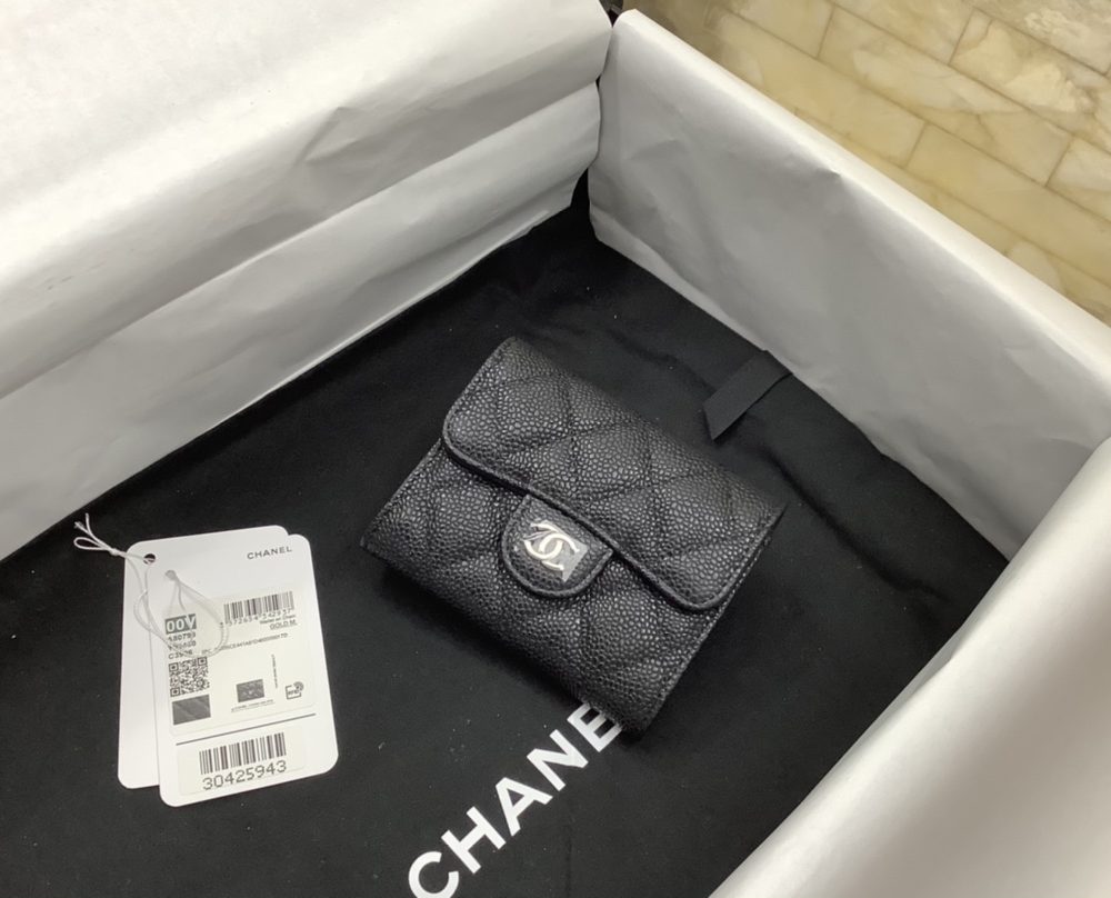 1:1 Replica Chanel CO-CO Classic Card Holder 11cm/4.4in Silver Hardware For Women Black AP0214 Y01480 C3906
