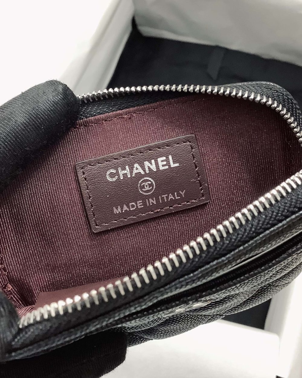 1:1 Replica Chanel CO-CO Classic Card Holder 19cm/7.5in Silver Hardware For Women Black