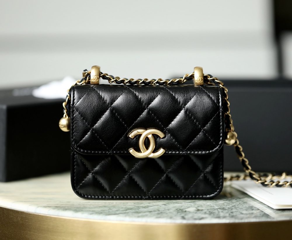 1:1 Replica Chanel CO-CO Clutch With Chain 9.5cm/3.7in Gold Toned Hardware For Women Black