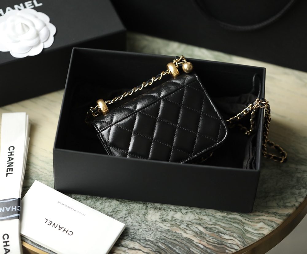 1:1 Replica Chanel CO-CO Clutch With Chain 9.5cm/3.7in Gold Toned Hardware For Women Black