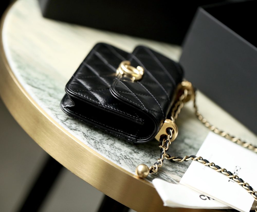 1:1 Replica Chanel CO-CO Clutch With Chain 9.5cm/3.7in Gold Toned Hardware For Women Black