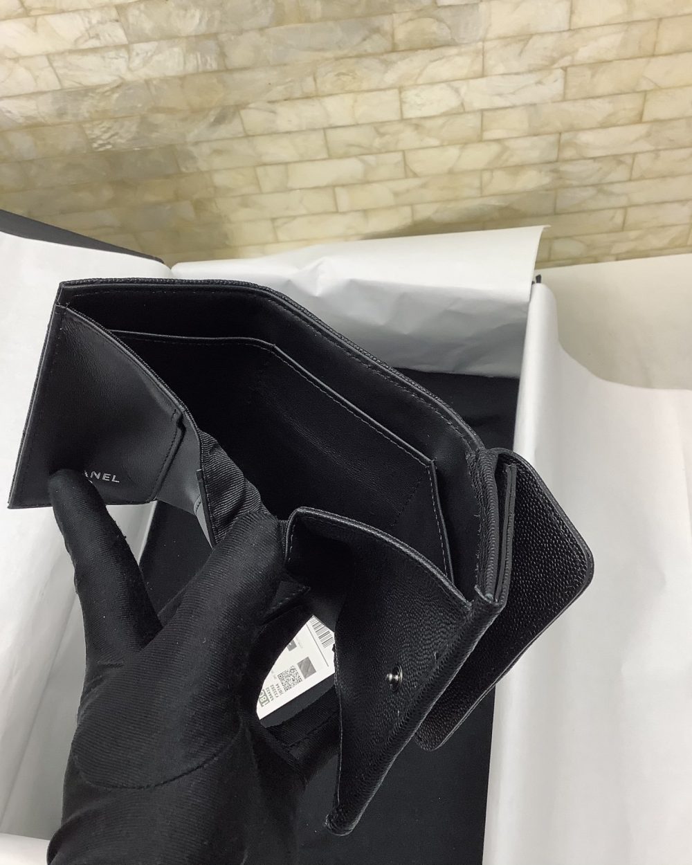 1:1 Replica Chanel CO-CO Flap Card Holder Wallet 10.5cm/4.1in Silver Hardware For Women Black