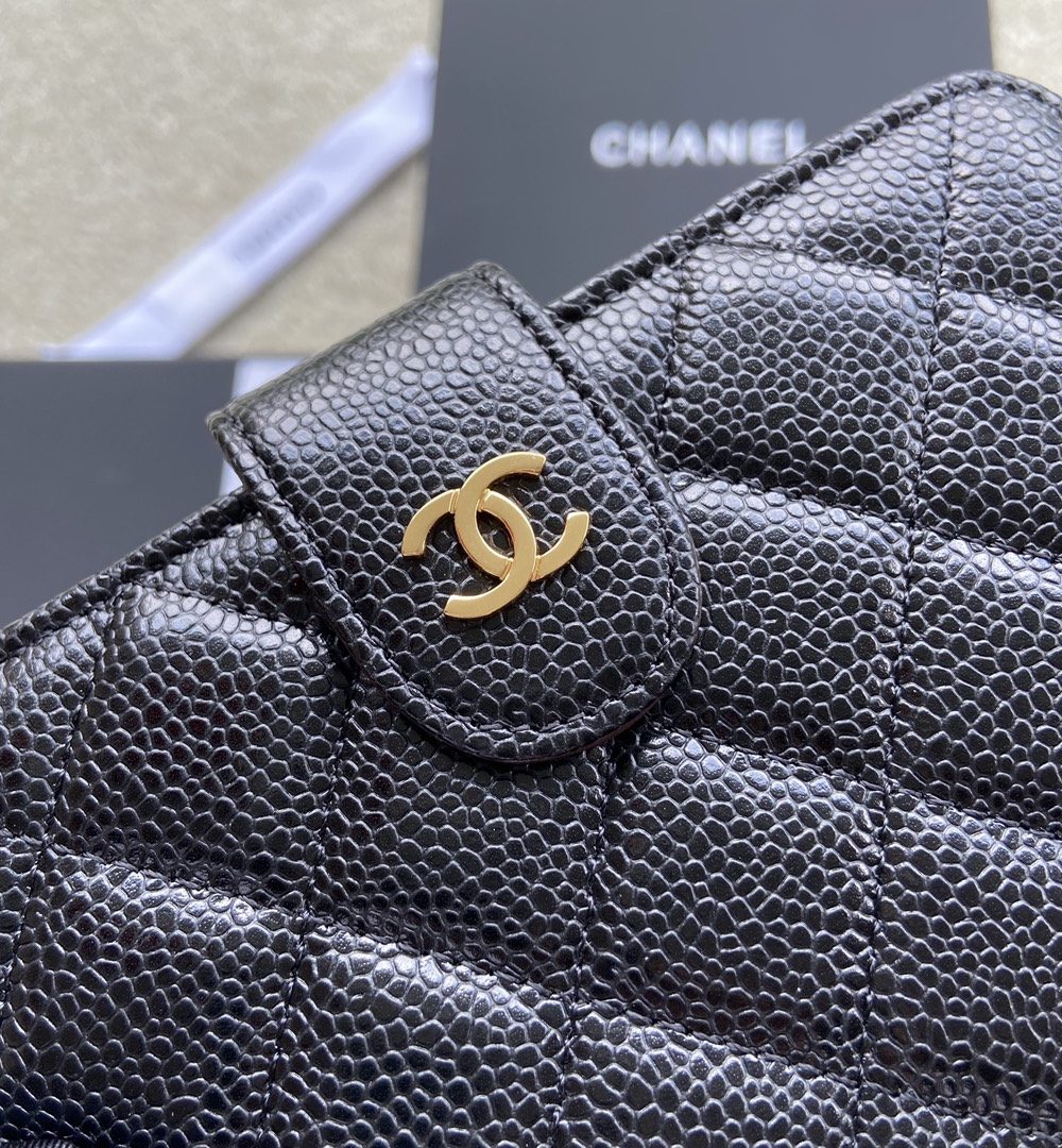 1:1 Replica Chanel CO-CO Flap Wallet 15cm/5.9in Gold Hardware For Women Black