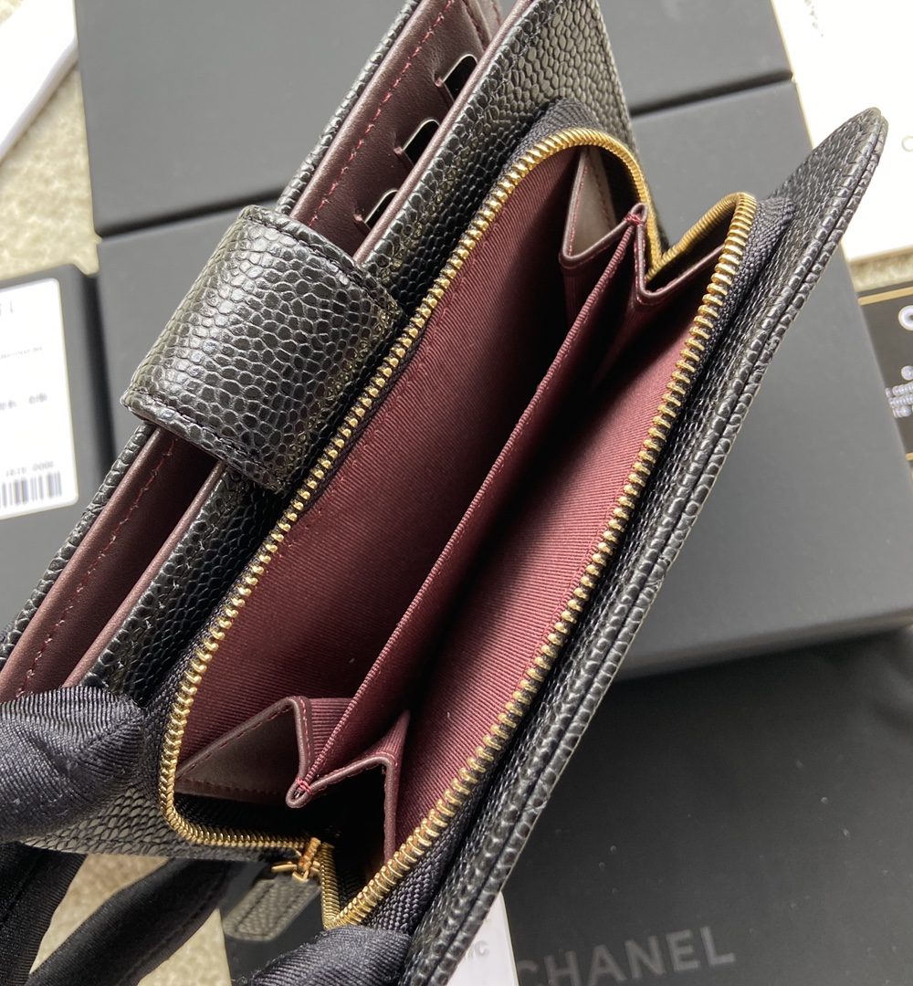 1:1 Replica Chanel CO-CO Flap Wallet 15cm/5.9in Gold Hardware For Women Black