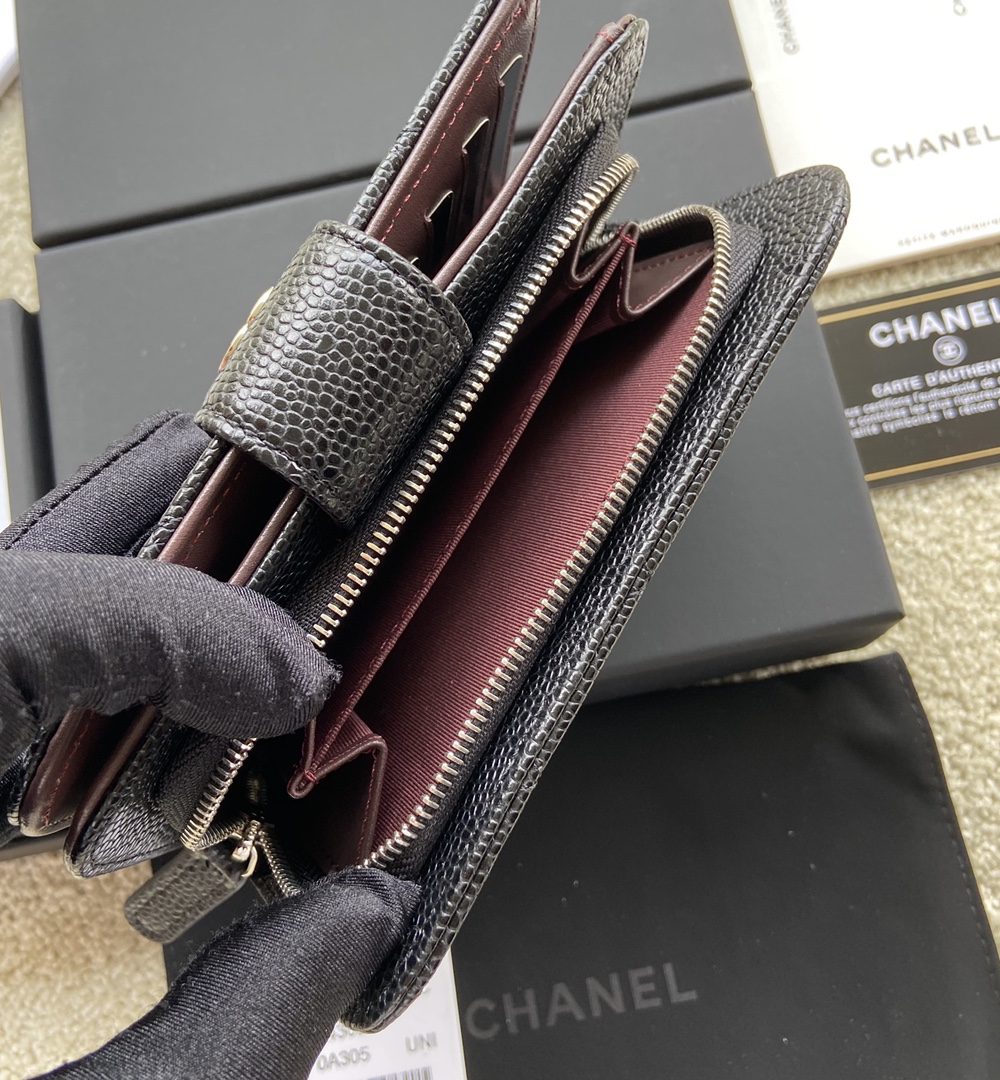 1:1 Replica Chanel CO-CO Flap Wallet 15cm/5.9in Silver Hardware For Women Black