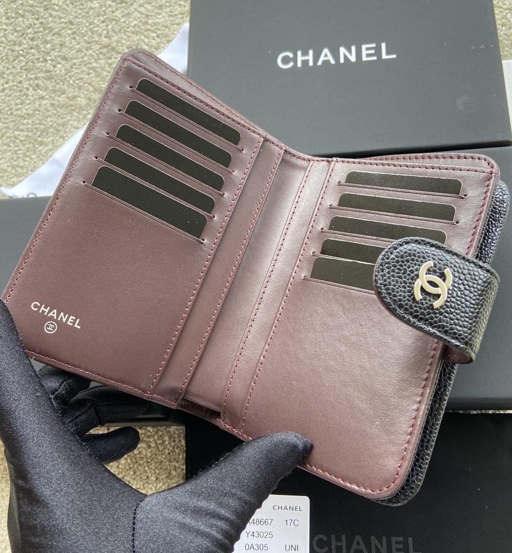 1:1 Replica Chanel CO-CO Flap Wallet 15cm/5.9in Silver Hardware For Women Black