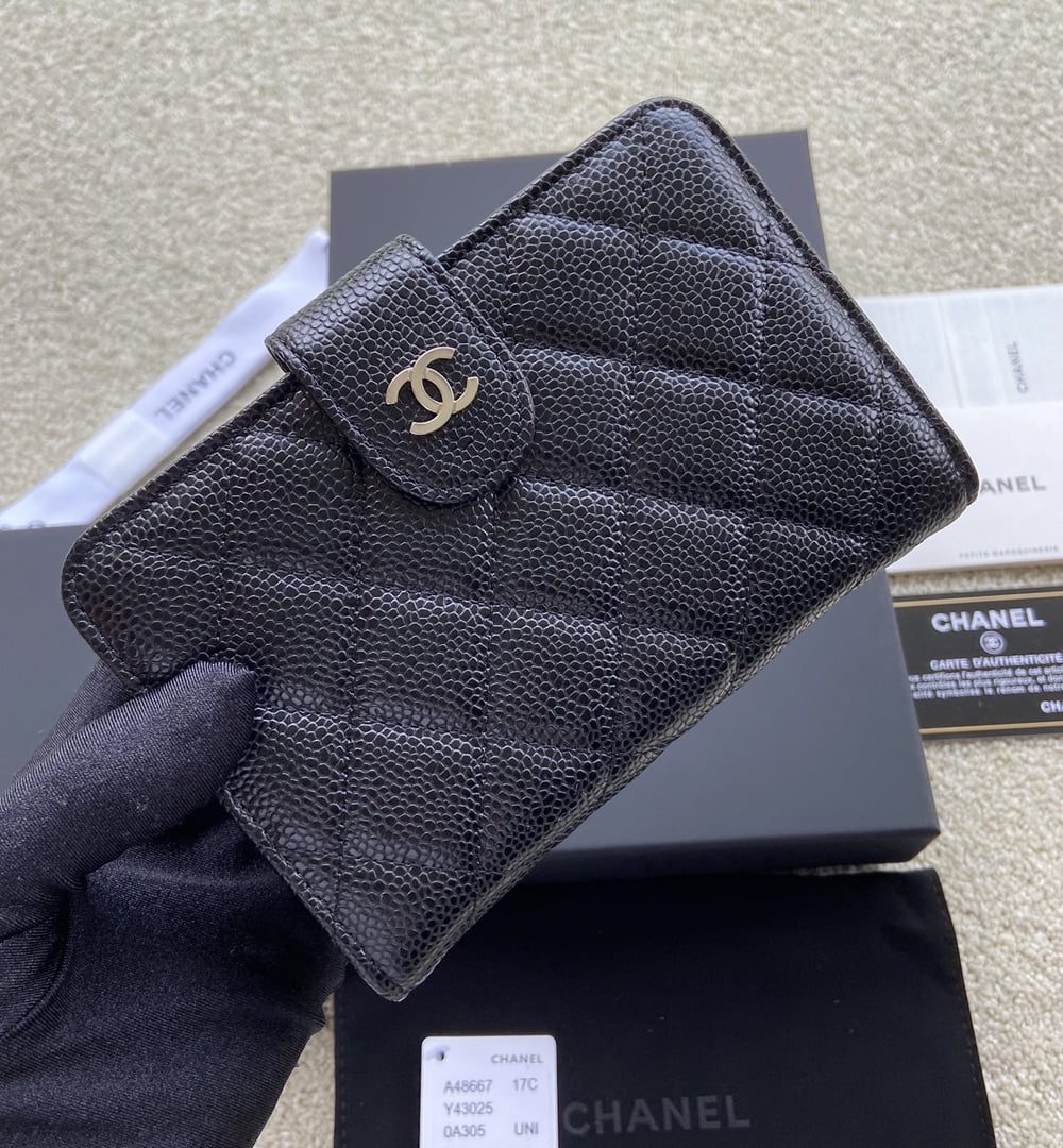 1:1 Replica Chanel CO-CO Flap Wallet 15cm/5.9in Silver Hardware For Women Black