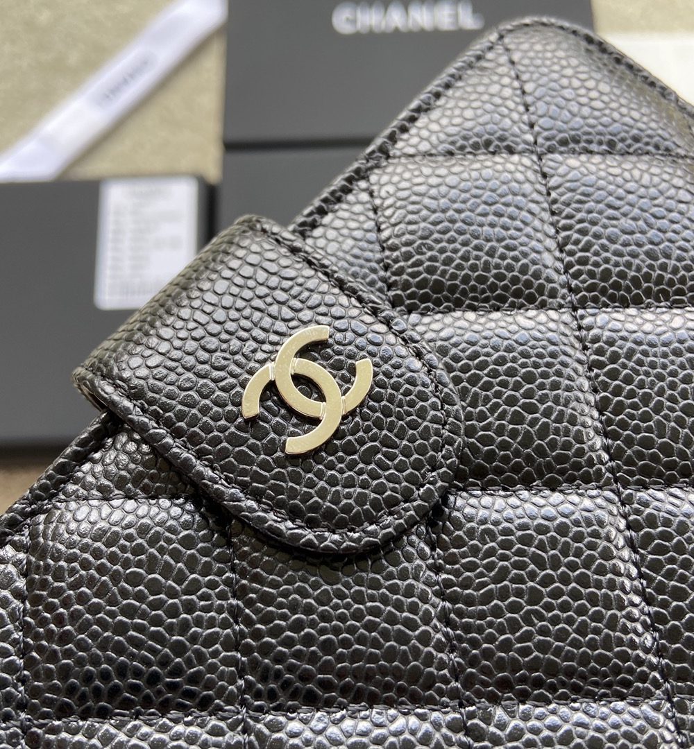 1:1 Replica Chanel CO-CO Flap Wallet 15cm/5.9in Silver Hardware For Women Black