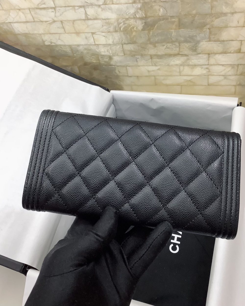 1:1 Replica Chanel CO-CO Long Flap Wallet 19.5cm/7.7in Gold Hardware For Women Black