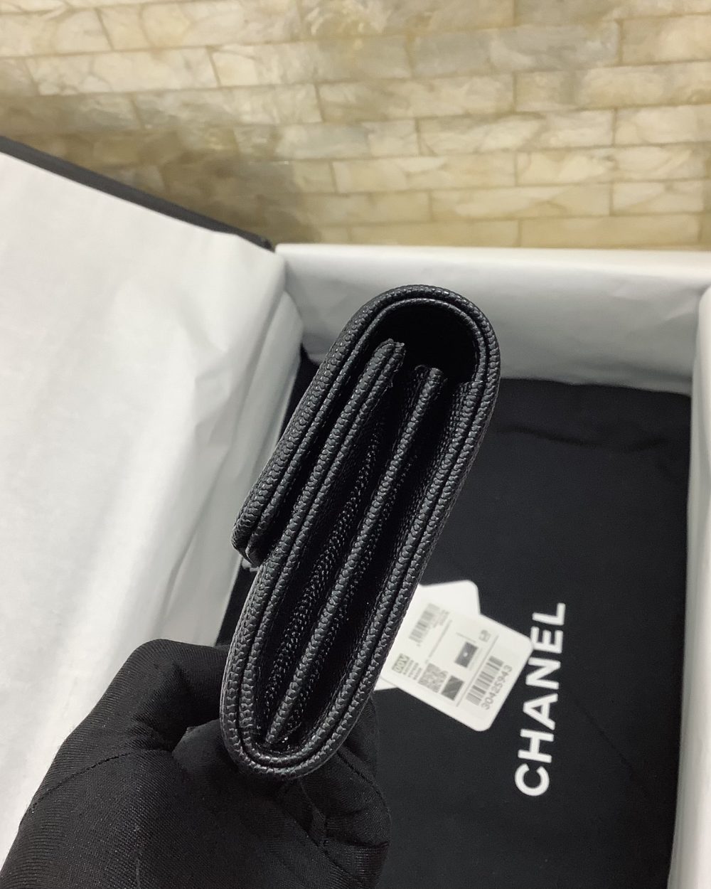 1:1 Replica Chanel CO-CO Long Flap Wallet 19.5cm/7.7in Silver Hardware For Women Black