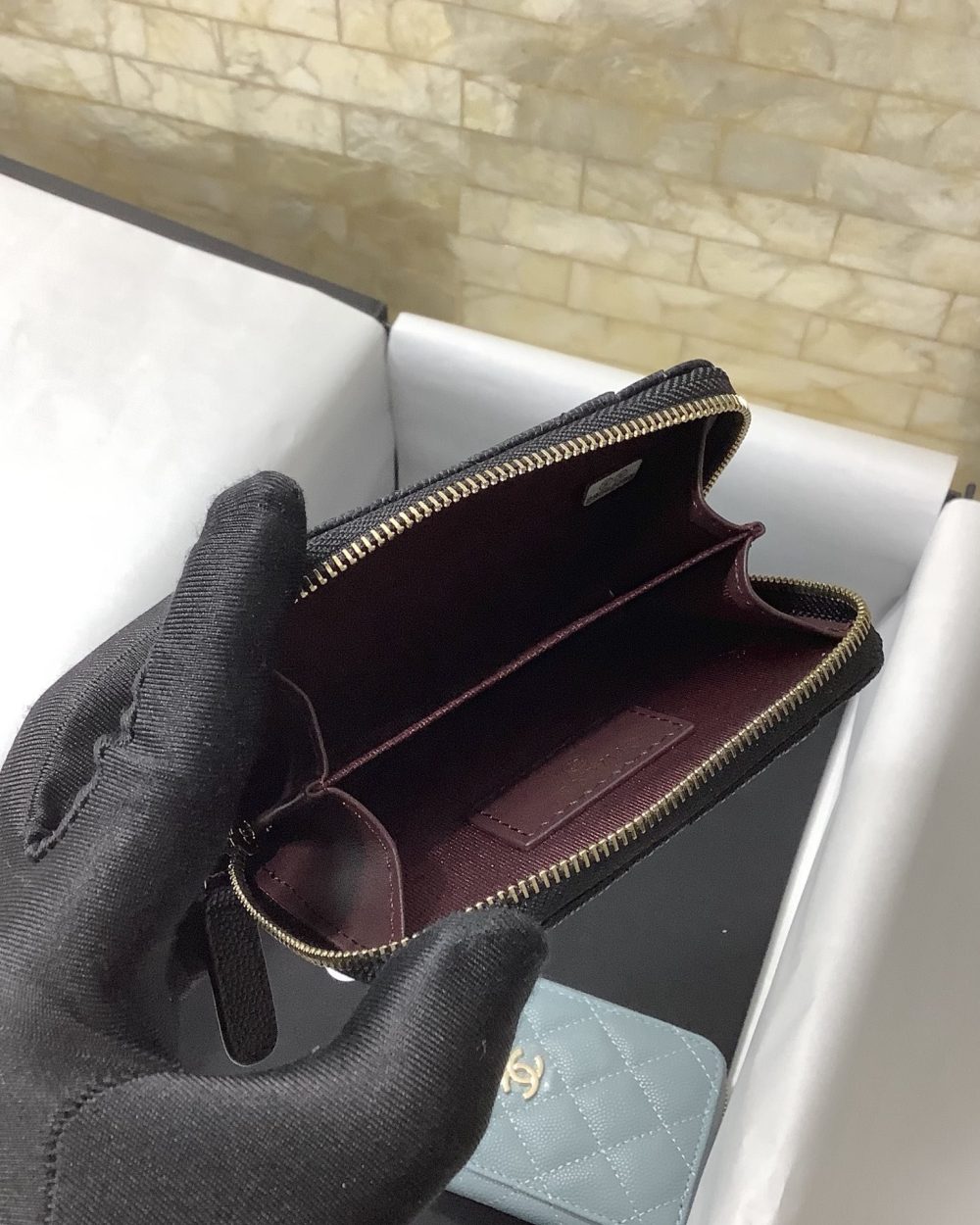 1:1 Replica Chanel CO-CO Small Card Holder Wallet 11cm/4.3in Gold Hardware For Women Black