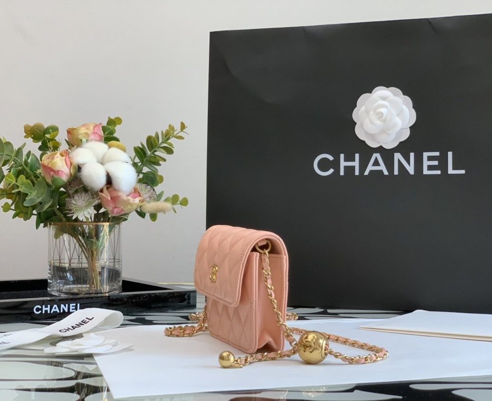 1:1 Replica Chanel CO-CO Wallet On Chain 10cm/3.9in Gold Hardware For Women White