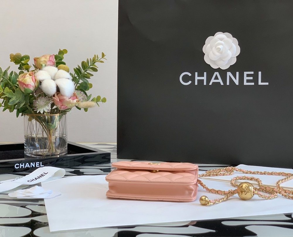 1:1 Replica Chanel CO-CO Wallet On Chain 10cm/3.9in Gold Hardware For Women White