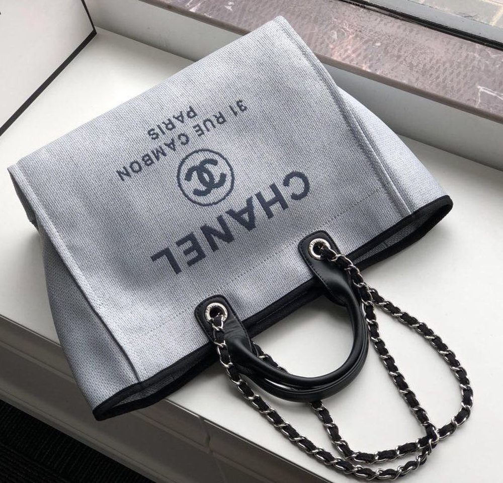 [REP 1:1] Chanel Deauville Tote 38cm White Gray For Women A66941