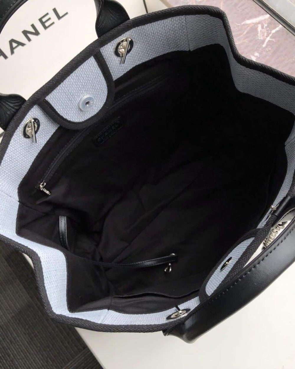 [REP 1:1] Chanel Deauville Tote 38cm White Gray For Women A66941