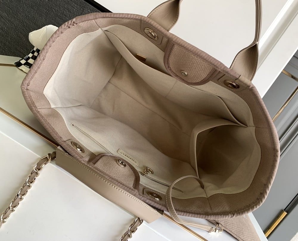 [REP 1:1] Chanel Deauville Tote Canvas Bag Beige For Women 38cm / 15in