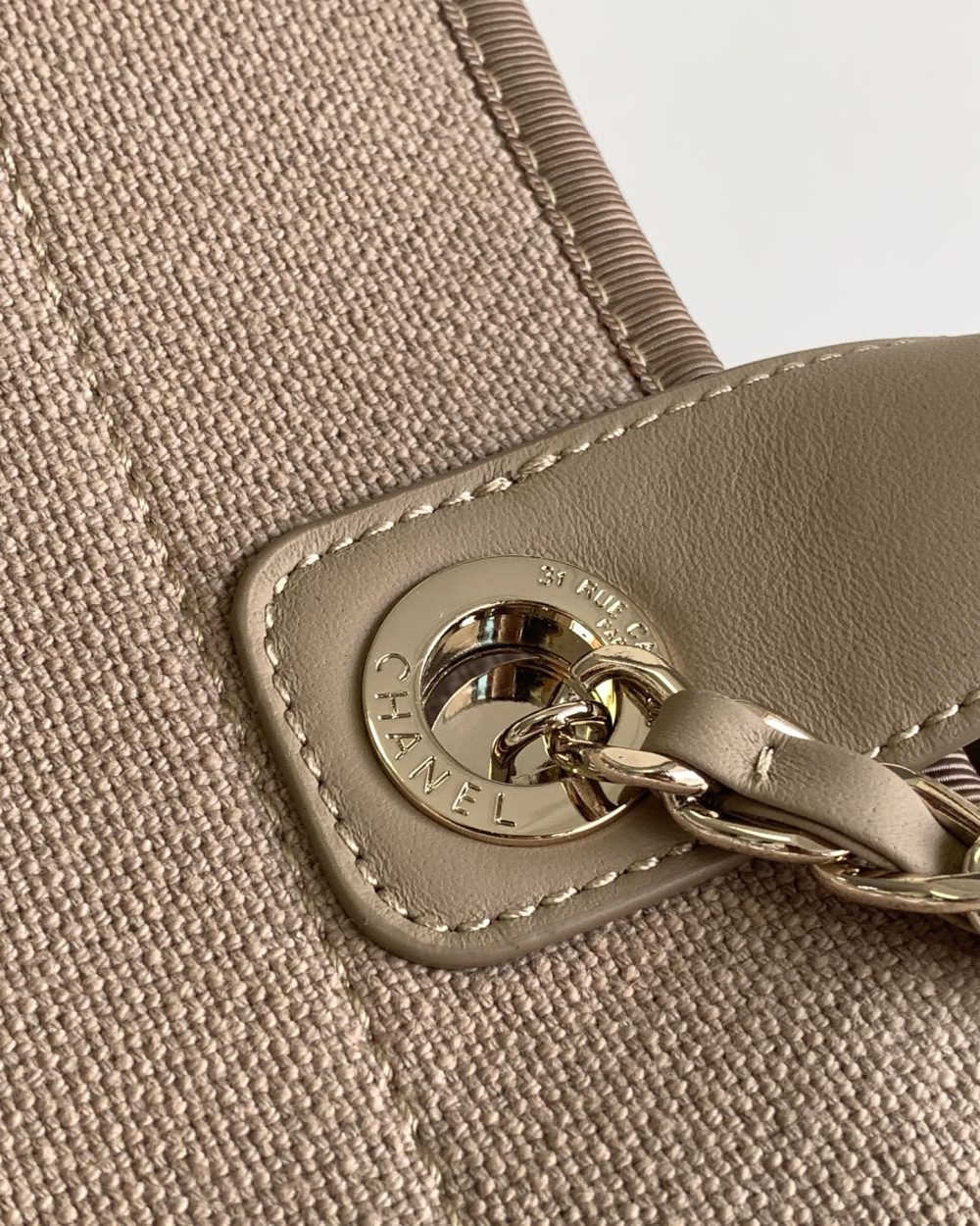 [REP 1:1] Chanel Deauville Tote Canvas Bag Beige For Women 38cm / 15in