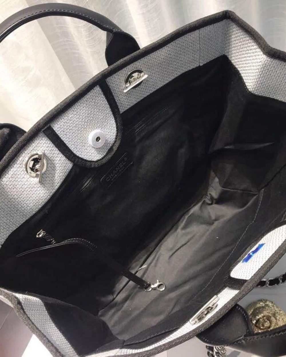 [REP 1:1] Chanel Deauville Tote Canvas Bag Light Grey For Women, Women's Handbags, Shoulder Bags 15in/38cm A66941