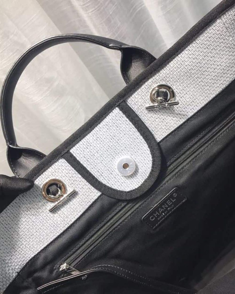 [REP 1:1] Chanel Deauville Tote Canvas Bag Light Grey For Women, Women's Handbags, Shoulder Bags 15in/38cm A66941