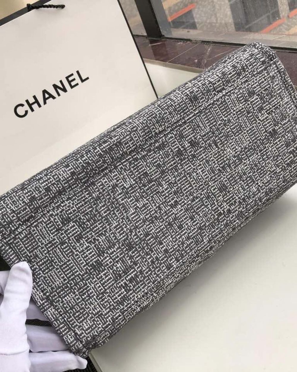 [REP 1:1] Chanel Deauville Tote Raffia Canvas Bag Black/White For Women 14.9in/38cm