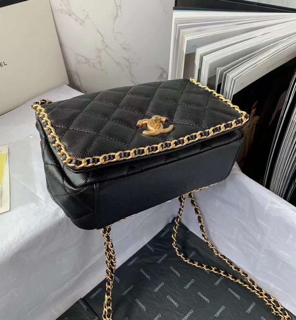 [REP 1:1] Chanel Flapbag With Chain Black For Women, Women's Bags 8.3in/21cm