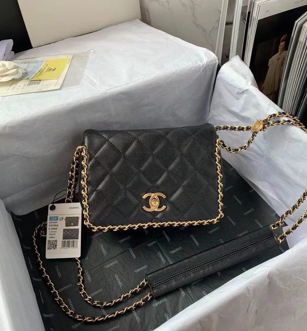 [REP 1:1] Chanel Flapbag With Chain Black For Women, Women's Bags 8.3in/21cm