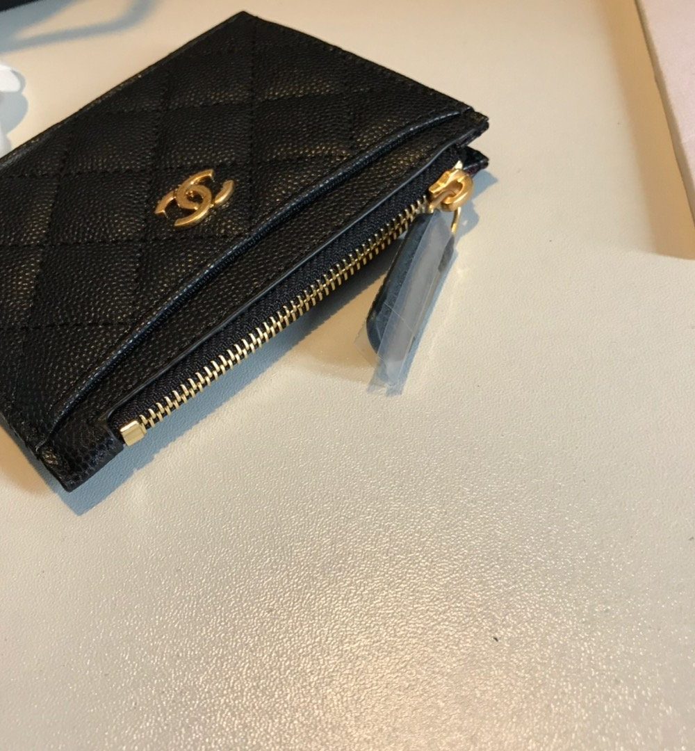 1:1 Replica Chanel Flat Card Holder Black Bag For Women 11.5cm/4.5in
