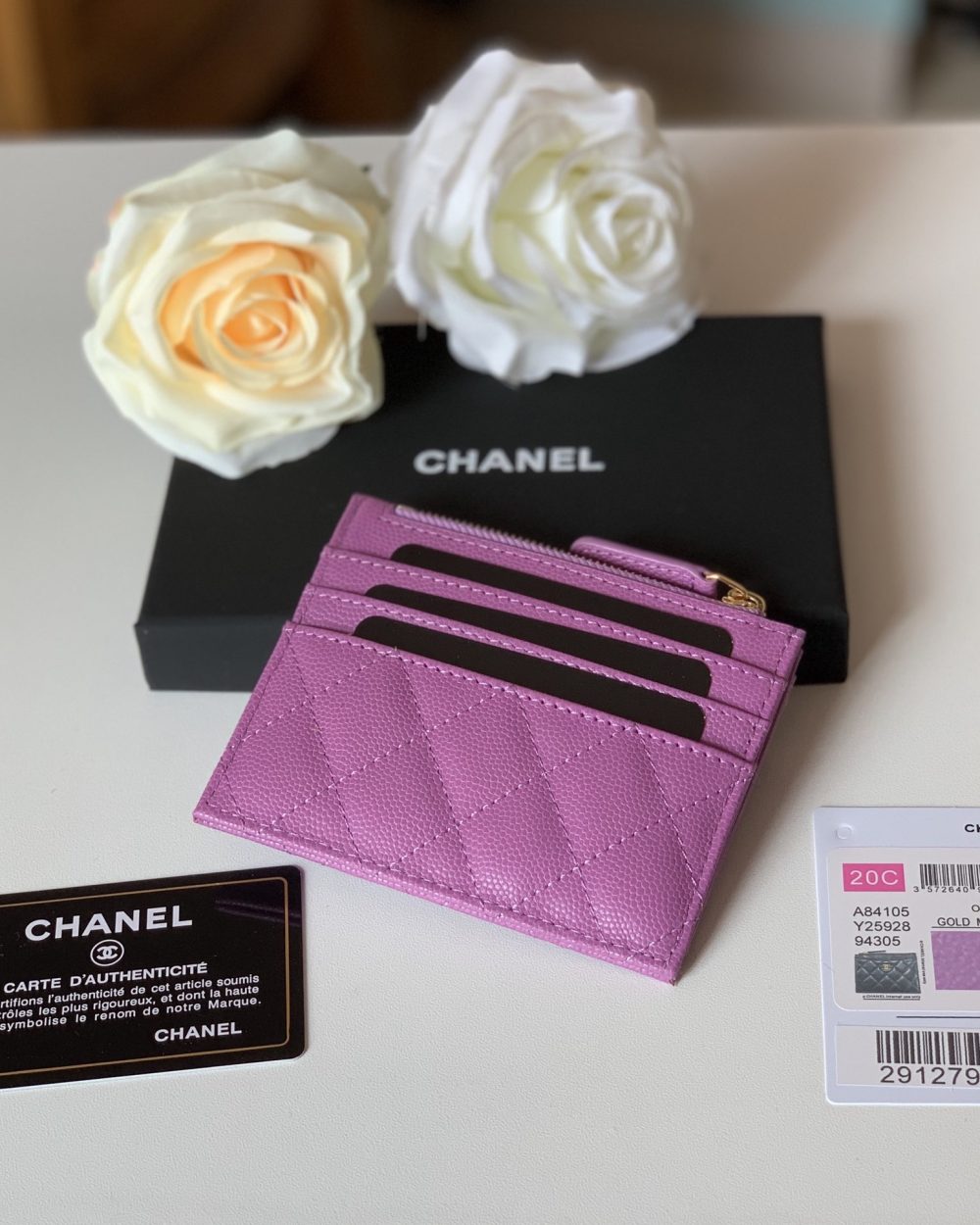1:1 Replica Chanel Flat Card Holder Purple Bag For Women 11.5cm/4.5in