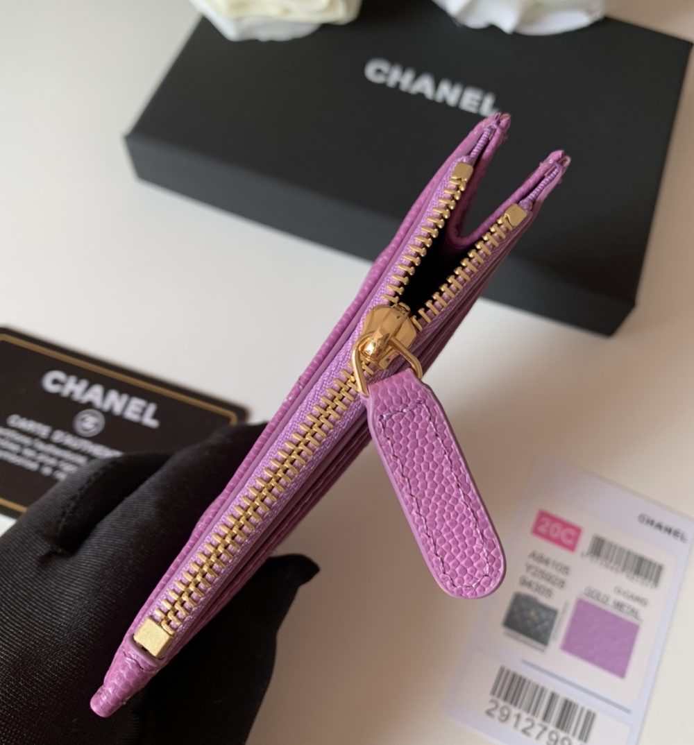 1:1 Replica Chanel Flat Card Holder Purple Bag For Women 11.5cm/4.5in
